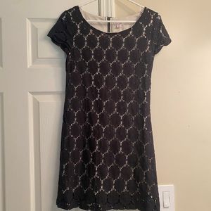 Great used condition. Black lace overlay shift dress.